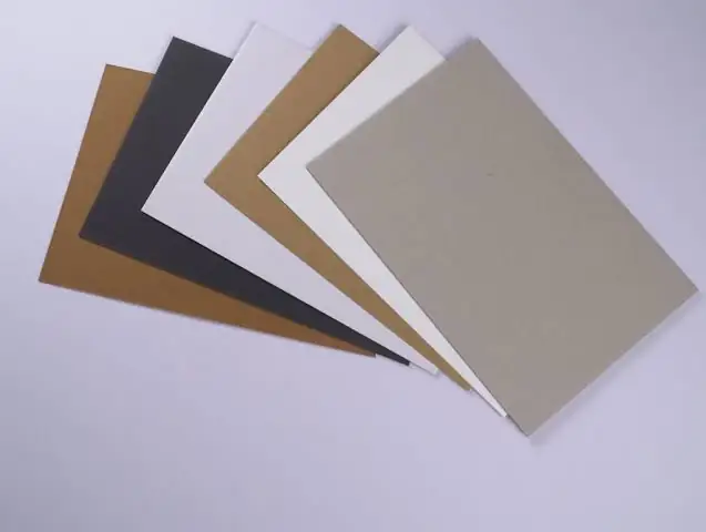Fanned sheets of rigid grey kappa board
