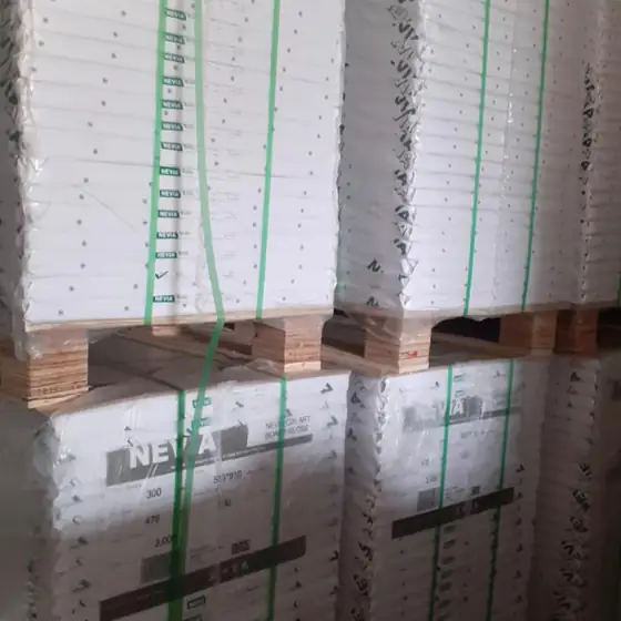 Bundles of paper and board strapped and stacked in the Sigma Enterprises warehouse